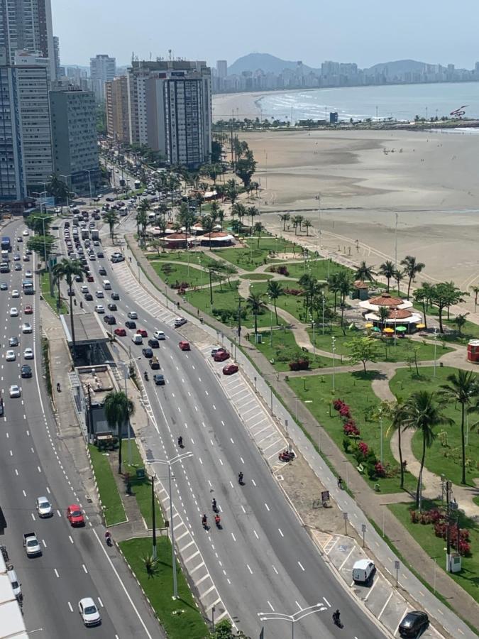 São Vicente Itararé prédio frente mar apto fundo vista parcial Apartamento Exterior foto